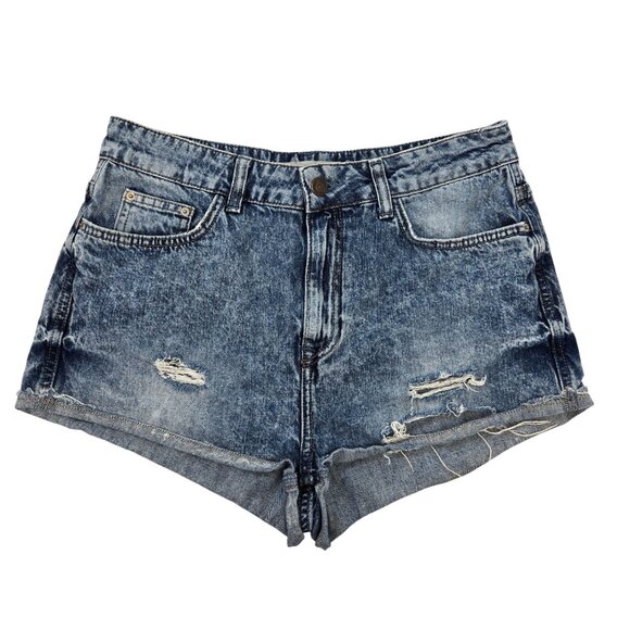 Topshop Pants - Topshop Moto Hallie Distressed Denim Shorts Size 12